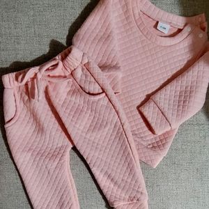 Waffle knit pink track suit